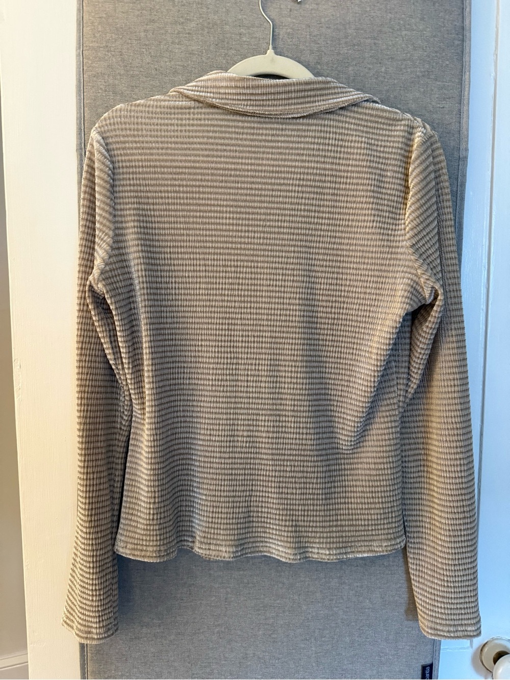 Sanctuary Cream Frosted Almond Textured Velvet Long-Sleeve Button-Front Shirt - Picture 8 of 9